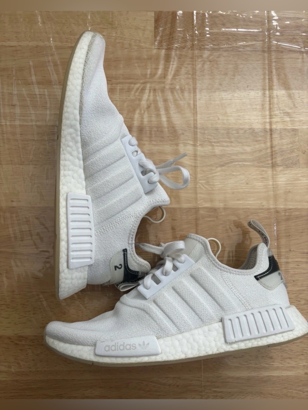 Adidas NMD R1 Triple White Sneakers Men's Size 9 Boost Running Shoes Trainers